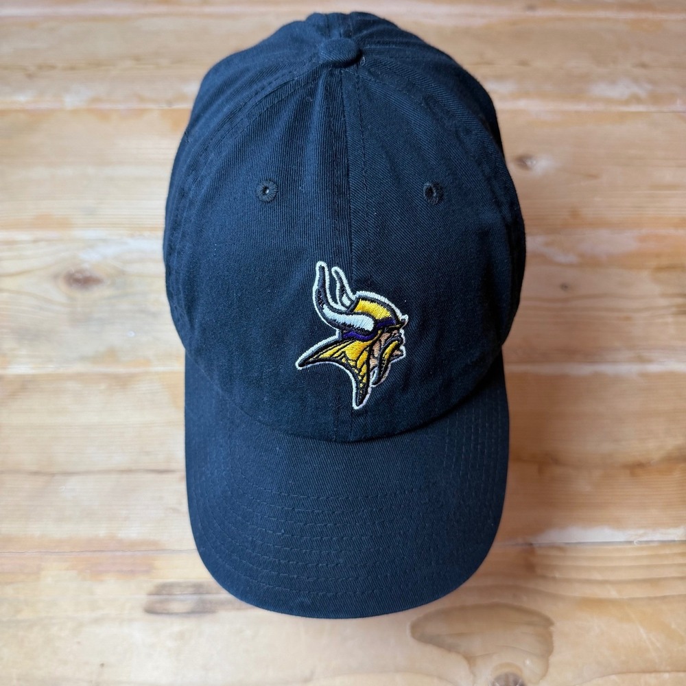 Minnesota Vikings 47 Brand Clean Up Hat Black Adjustable Relaxed Fit Cap Mens